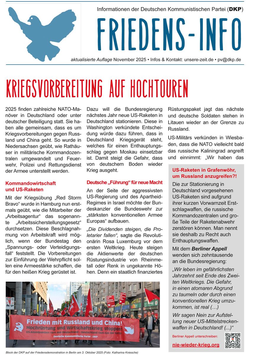 Friedens-Info: Kriegsvorbereitung auf Hochtouren (PDF, 1.97 MB)